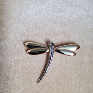 Vintage Liz Claiborne LC Rhinestone and 2 Tone Dragon Fly Brooch / Pin